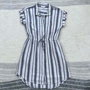Japan Striped blue-Gray Button-Up Dress